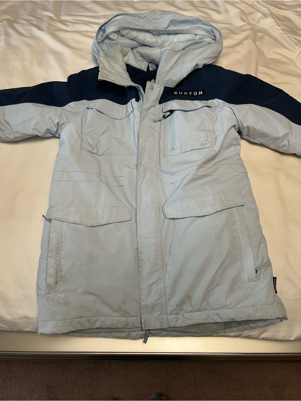 Burton Light Blue and Navy Hooded Kids Winter Coat